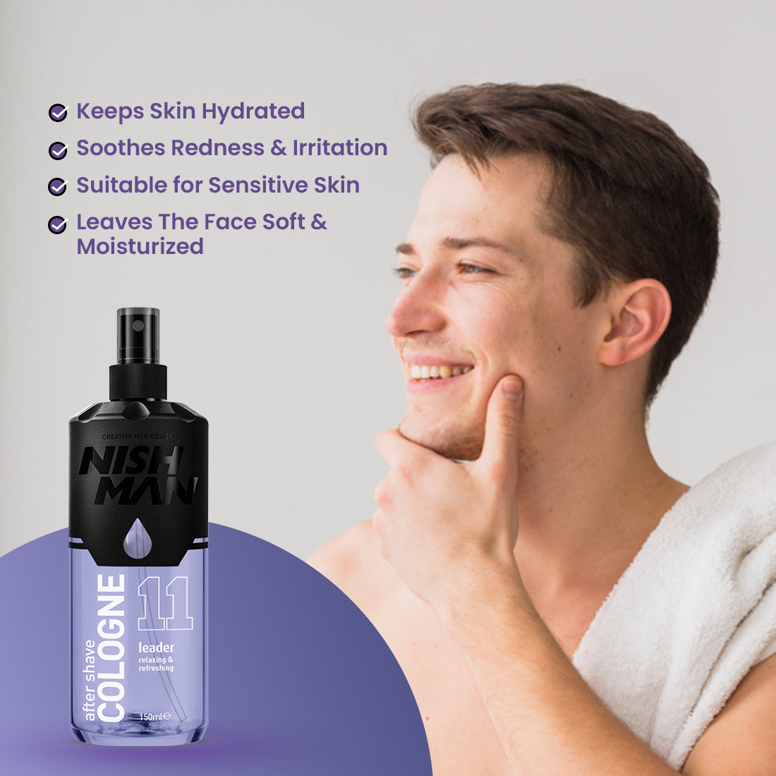 Nishman After Shave Cologne Spray Instant Relief, Relaxing & Refreshing Skin, For All Skin Types | 150ml, Leader