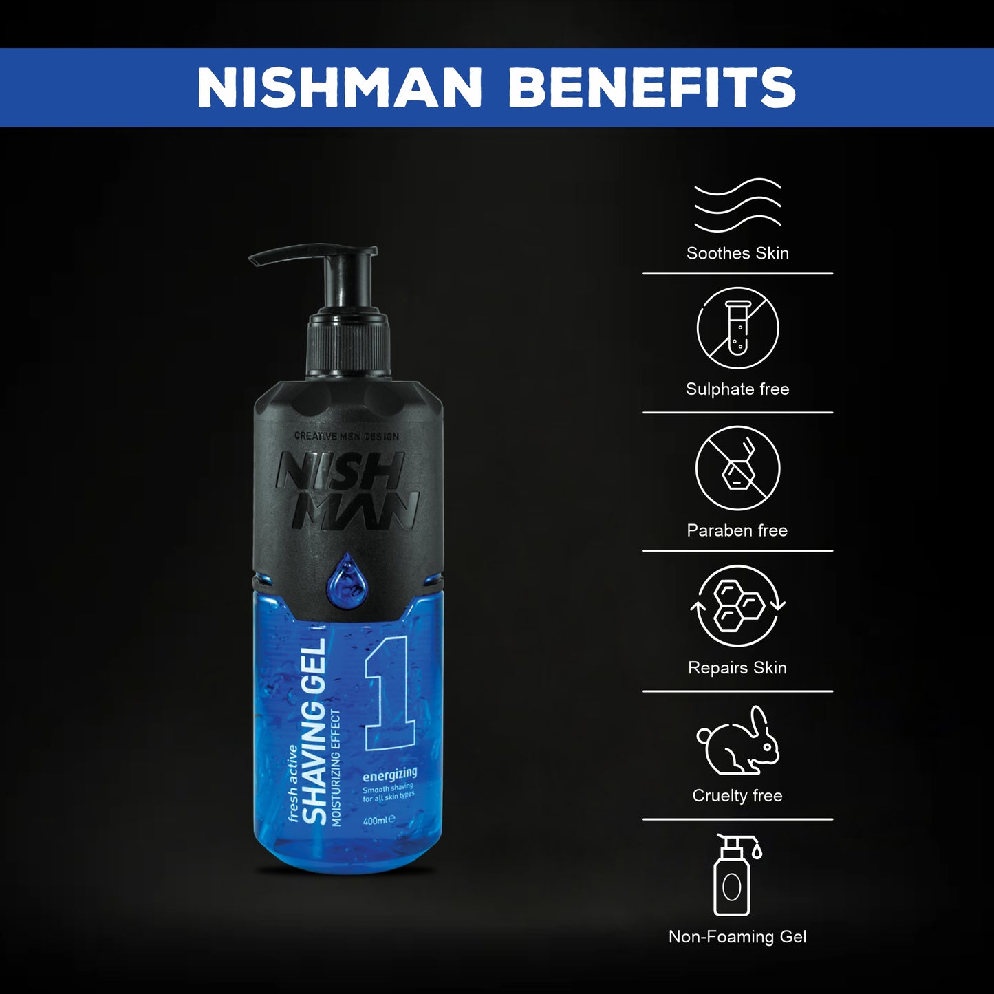 Nishman Shaving Gel- Energizing (400ML)